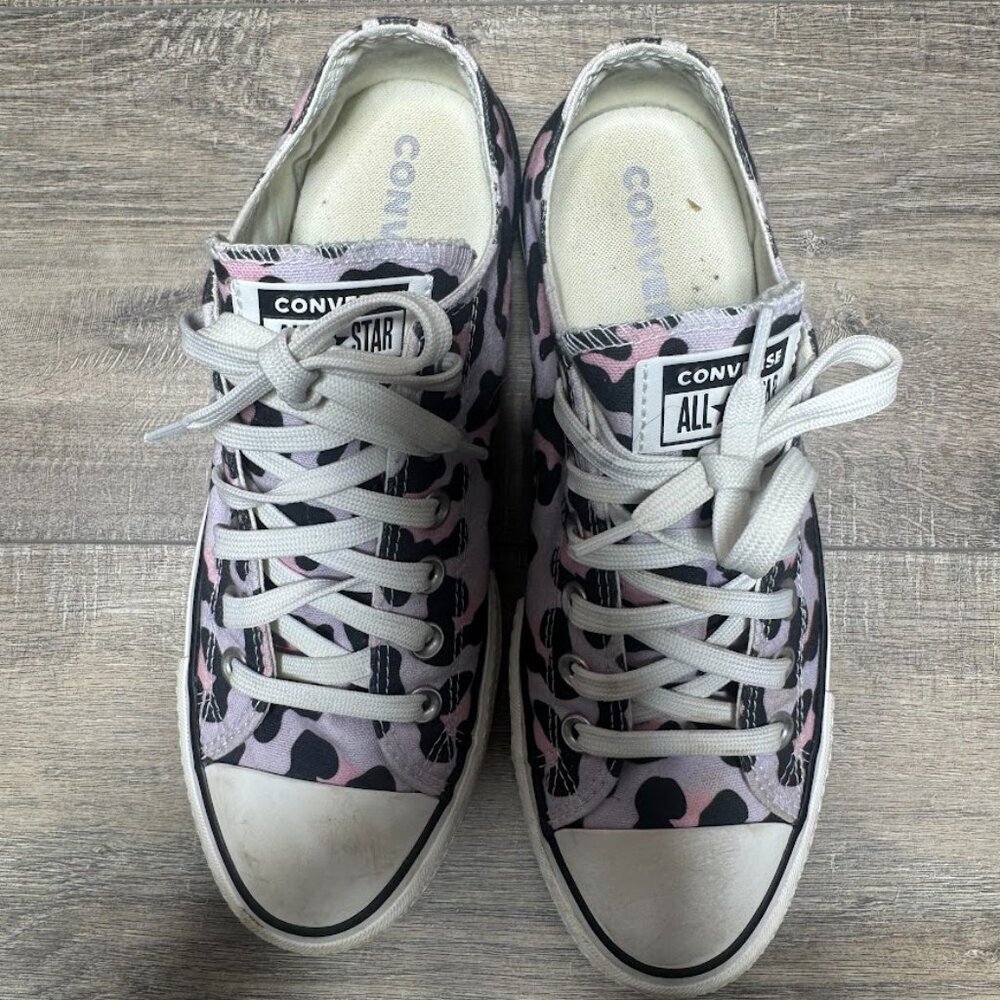 Converse Pink Leopard Print Low-Top Sneakers - Picture 2 of 7